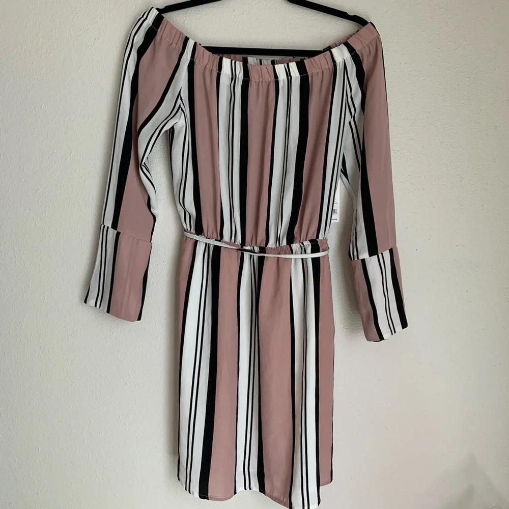 Dex striped off the shoulder dress Medium